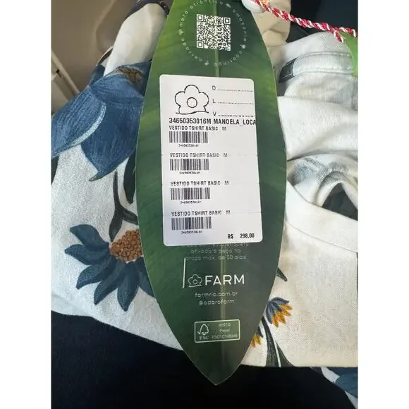 Farm Rio Brazil blue botanical floral t-shirt dress M cottagecore vacation (M) - Picture 6 of 9